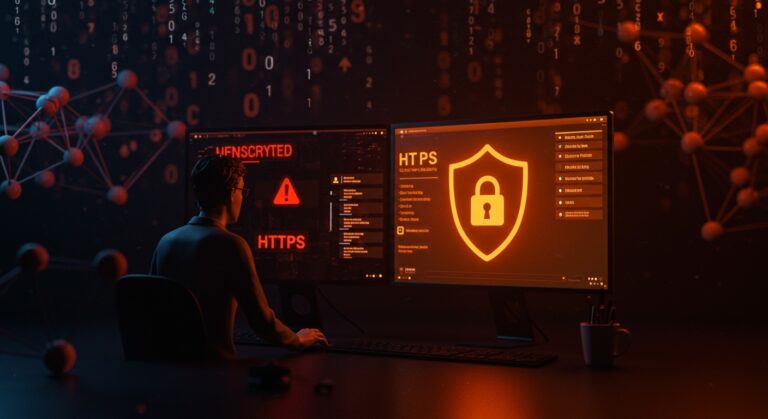 Comparación visual entre HTTP inseguro y HTTPS seguro destacando tendencias y seguridad web para startups.