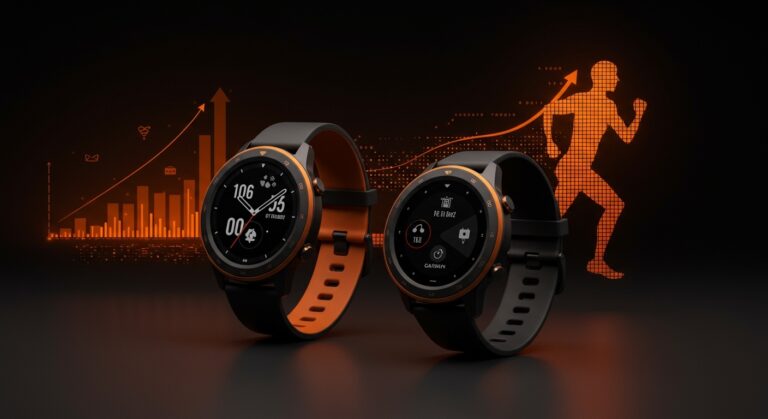 Comparativa visual del Huawei Watch GT Runner 2 y Garmin Forerunner enfocada en GPS, batería y ecosistema para wearables deportivos en el mercado latinoamericano.