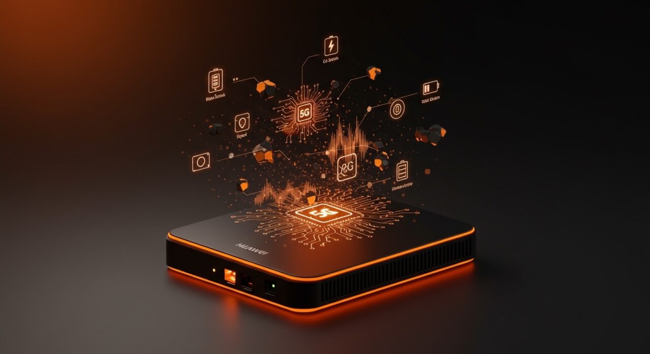 Router portátil Huawei WiFi X con batería de 12000mAh y conectividad 5G avanzado para startups tech.