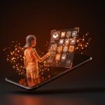 Representación visual de IA agéntica en smartphones redefiniendo interfaces móviles según Carl Pei y la transformación digital en tecnología móvil.