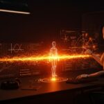 Representación visual de IA aplicada GPT-5.4 resolviendo un problema abierto en teoría de Ramsey con hipergráficos y modelado avanzado.