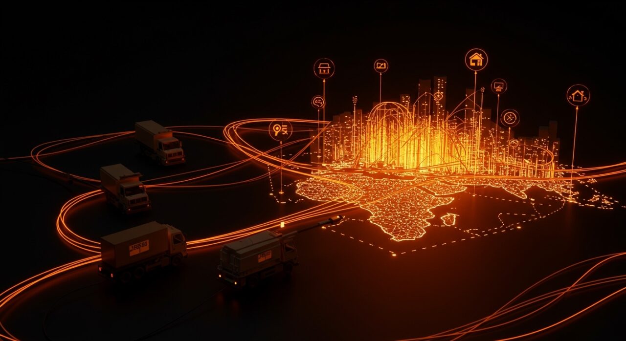 Visualización de IA aplicada para optimizar despliegue de fibra óptica sostenible con Google Cloud en telecomunicaciones.