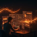 Ingeniero de software utilizando inteligencia artificial para optimizar JSONata y ahorrar costos en SaaS con tecnología avanzada.