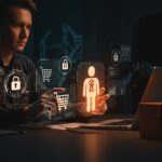 Validación de agentes de compra con IA en startups tech, mostrando protocolos avanzados de verificación y automatización en comercio electrónico.