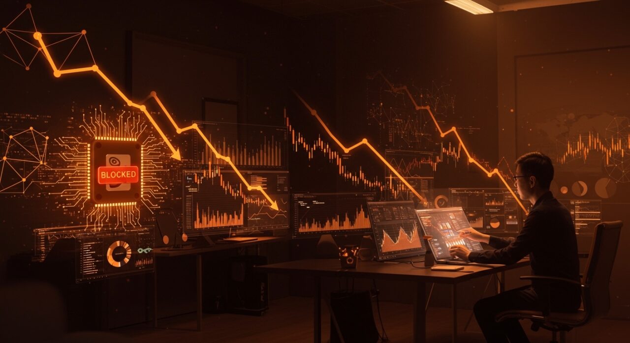 Tokens baratos de IA china frente al bloqueo de chips Nvidia de EE.UU. ilustrando la competencia tecnológica y precios accesibles para startups.