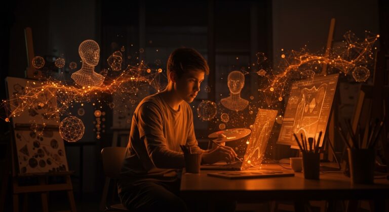 Integración de inteligencia artificial en la educación artística y el futuro laboral creativo en escuelas de arte con tecnología avanzada.