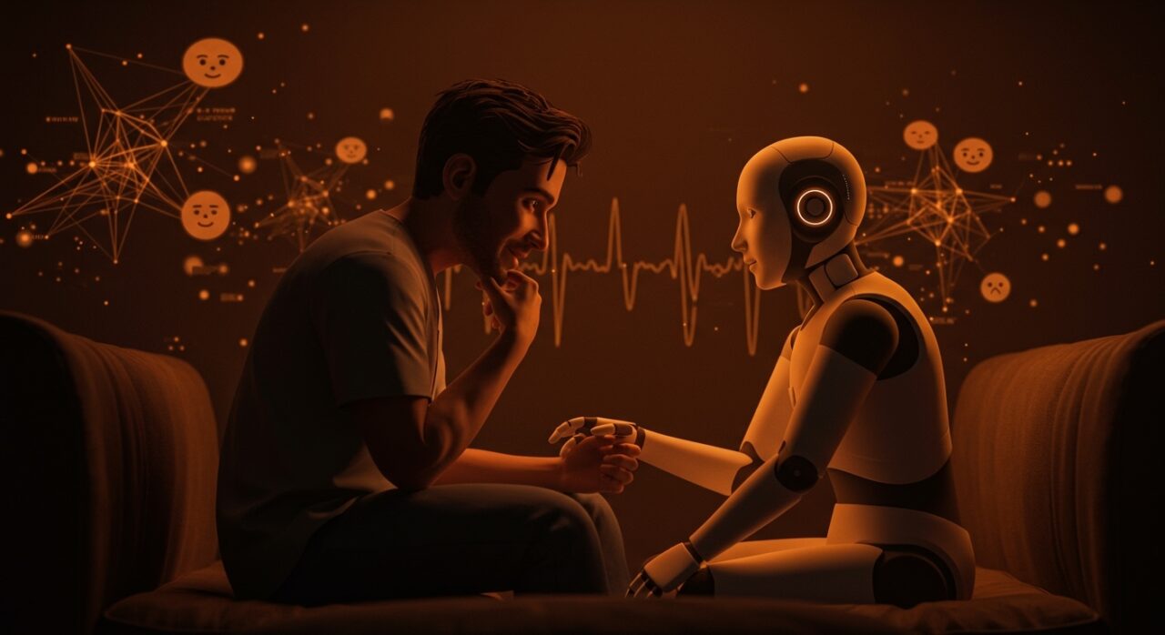 Interacción humana y companion AI en un modelo de inteligencia artificial humanizada centrada en el cuidado y la conexión emocional.