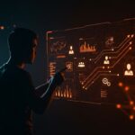 Impacto de la inteligencia artificial en el mercado laboral con un fundador analizando datos de automatización y productividad en LATAM.