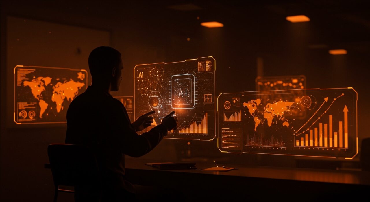 Pentágono desarrollando IA militar propia con hologramas de modelos de inteligencia artificial y símbolos de soberanía tecnológica en defensa.