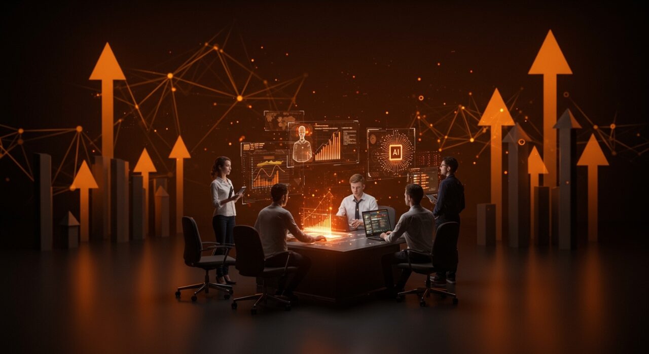 Equipo tecnológico colaborando en modelos de IA personalizados con Mistral Forge, destacando innovación y escalabilidad empresarial.