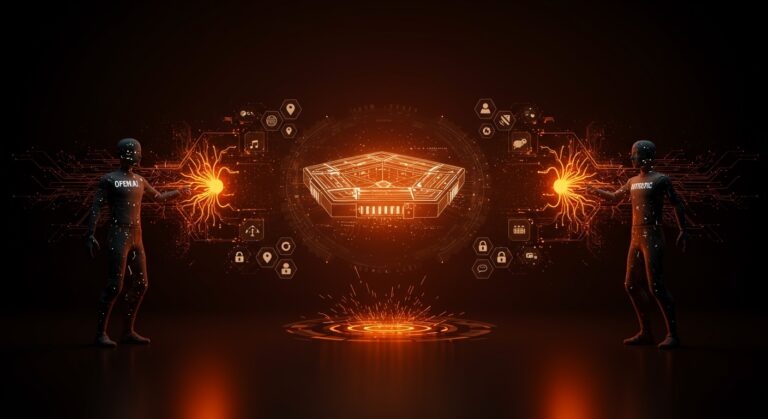 Confrontación simbólica entre OpenAI y Anthropic con el Pentágono sobre políticas de inteligencia artificial y seguridad nacional.