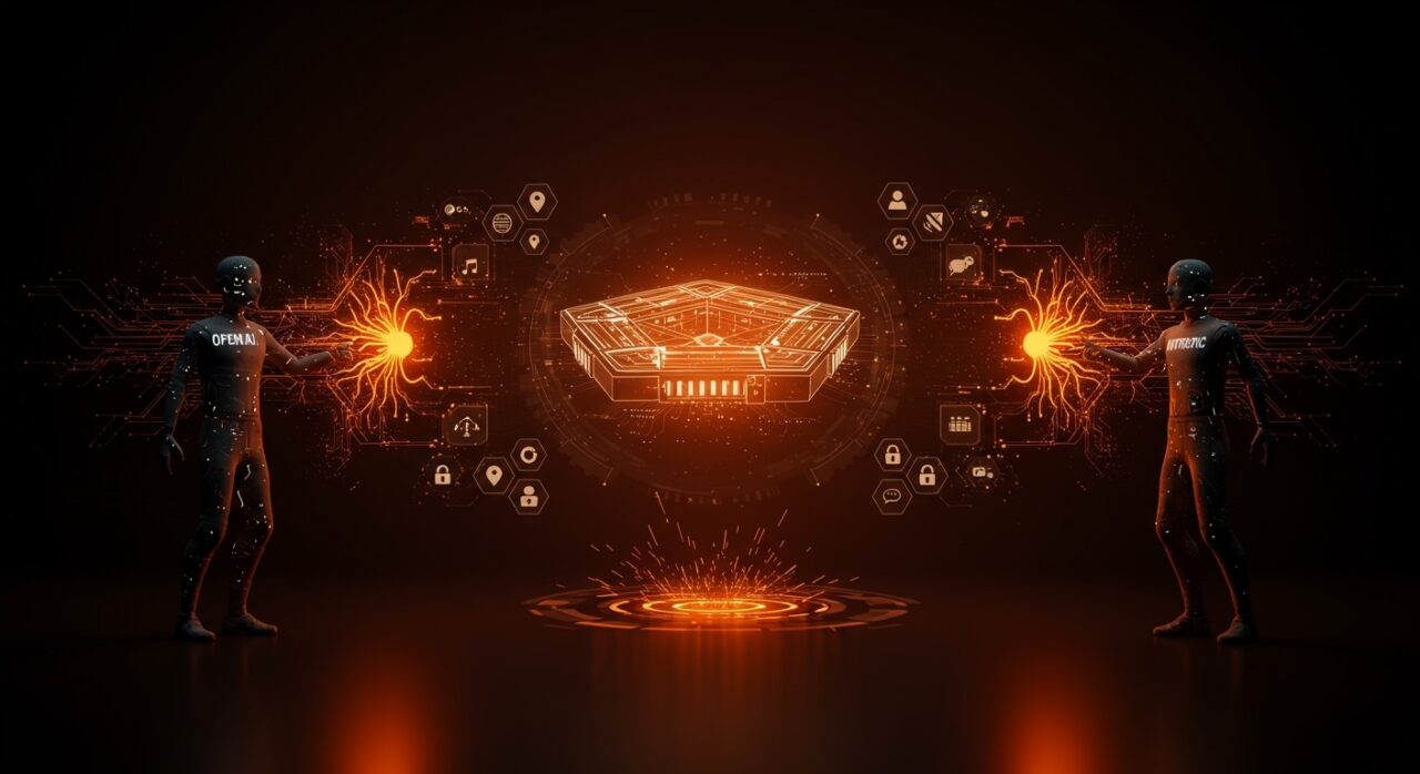 Confrontación simbólica entre OpenAI y Anthropic con el Pentágono sobre políticas de inteligencia artificial y seguridad nacional.