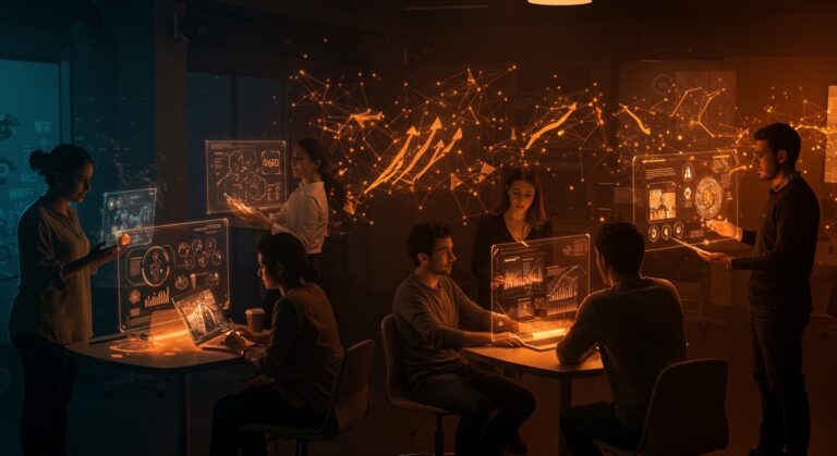 Innovadoras startups de inteligencia artificial colaborando en incubación y networking universitario en Valencia durante IAtecUV Open Day 2026.