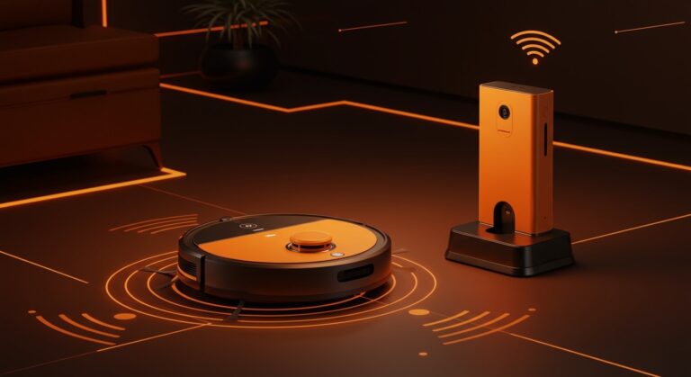 Robot aspirador iLife A30 Pro con navegación LiDAR y base de autovaciado en ambiente moderno, destacando tecnología doméstica accesible.