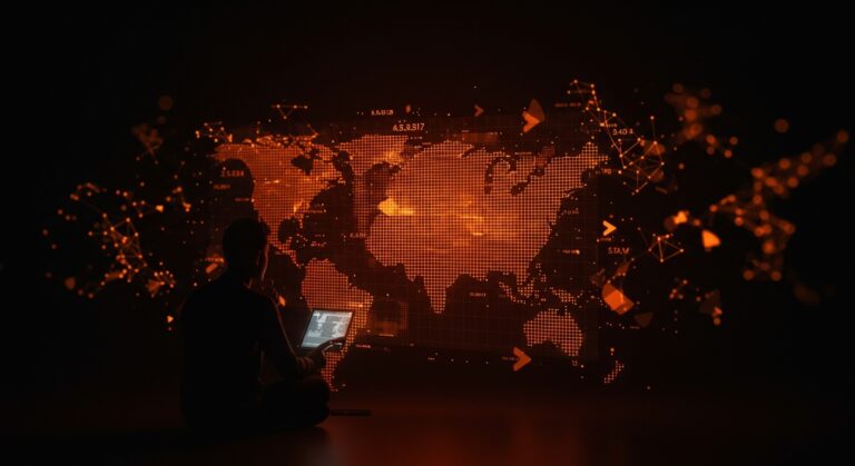 Fundador contemplando el impacto real de la inteligencia artificial en la economía de USA, simbolizando inversión en IA y su efecto en el PIB 2025.