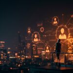 Impacto de la inteligencia artificial en el empleo 2026 con fundador tech y elementos visuales de automatización e innovación tecnológica.