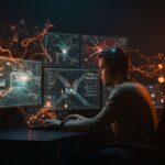 Desarrollador de videojuegos trabajando con inteligencia artificial mostrando el impacto de la IA en empleos del gaming y tendencias del mercado tech.