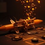 Prototipo de misil guiado casero impreso en 3D con sensores y ESP32, ilustrando la tecnología emergente y tendencias en hardware casero para startups tech.