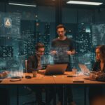 Fundadores de startups tecnológicas en Latinoamérica analizando el impacto de impuestos y regulaciones de inteligencia artificial en la economía digital.