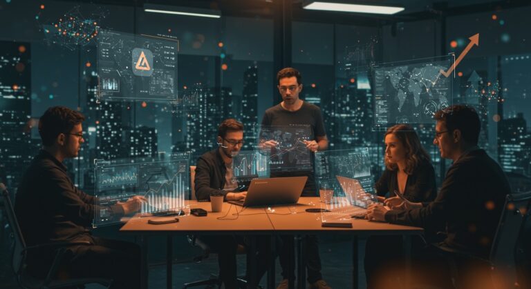 Fundadores de startups tecnológicas en Latinoamérica analizando el impacto de impuestos y regulaciones de inteligencia artificial en la economía digital.