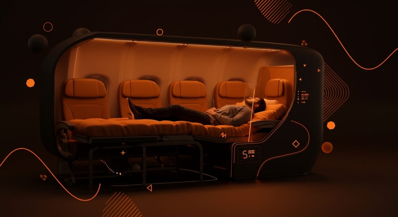 Innovación en movilidad con asientos cama en clase económica mejorando la experiencia del usuario en vuelos de startups de movilidad.