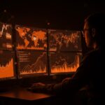 Análisis visual de insider trading en mercados de predicción sobre el conflicto con Irán en plataformas fintech Polymarket y Kalshi.