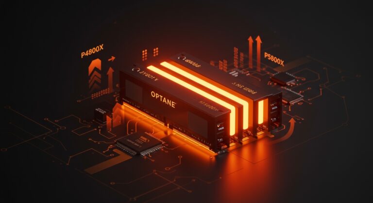 Intel Optane mostrando su ventaja técnica sobre SSD NAND con latencia ultra baja y alta durabilidad en almacenamiento de alto rendimiento.