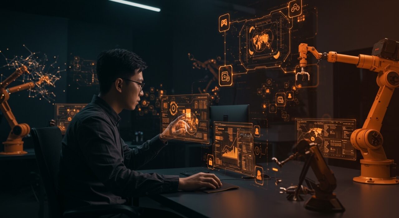 Desarrollador de juegos utilizando inteligencia artificial para automatización y creación innovadora en la GDC 2026.