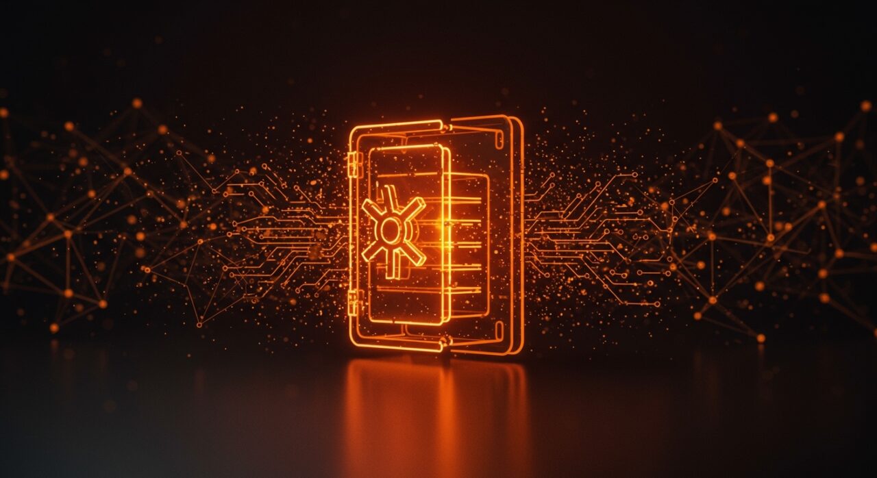 Imagen conceptual del Internet Archive protegido por una red neuronal de inteligencia artificial mostrando desafíos en preservación digital y el avance tecnológico en startups.