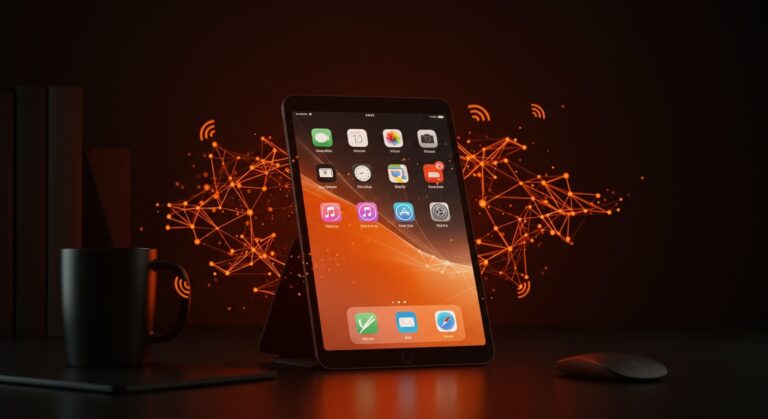 Imagen del iPad Air M4 con iPadOS 26 y Wi-Fi 7 mostrando tecnología Apple e integración de IA para la productividad en startups.