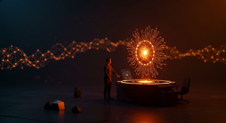 Financiamiento en computación cuántica: IQM recibe inversión de BlackRock en escena futurista de innovación tecnológica.