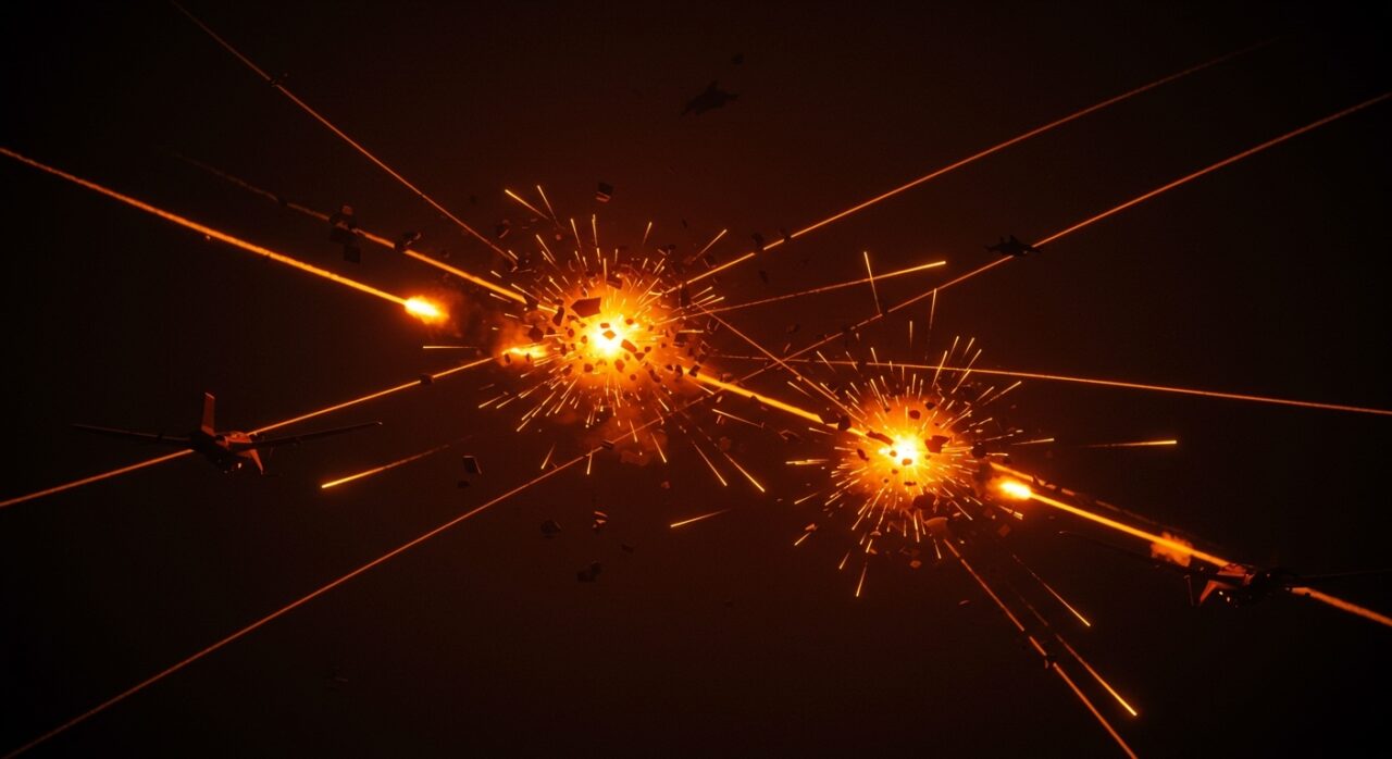 Ataque israelí interrumpiendo la red logística de drones entre Rusia e Irán en un contexto de guerra y tecnología bélica.