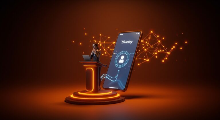 Jay Graber dejando la posición de CEO en Bluesky, ilustrando el cambio de liderazgo y la innovación en redes sociales descentralizadas dentro del ecosistema startup.