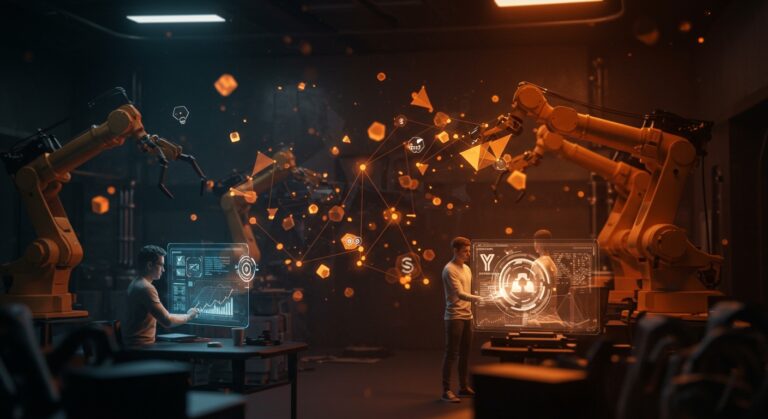 Transformación del sourcing industrial con IA en startup Jiga respaldada por Y Combinator, mostrando trabajo remoto y innovación tecnológica.