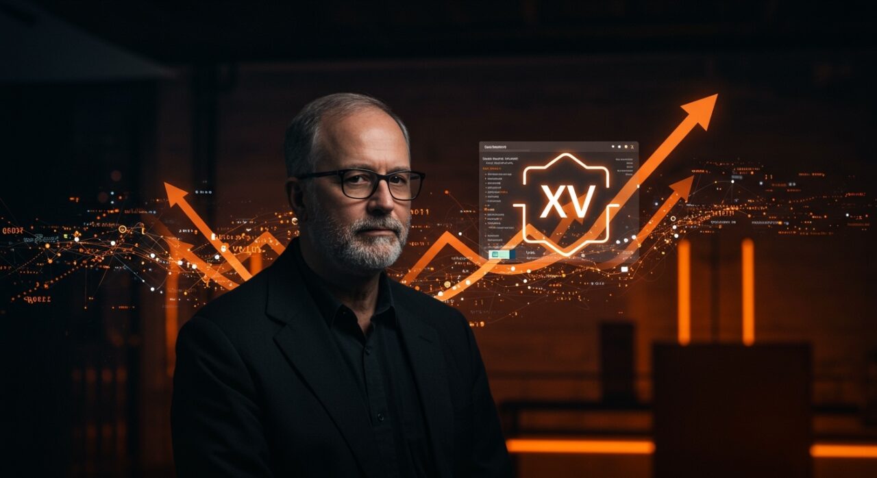 John Bradley con la interfaz del visor de imágenes XV representando su legado en la comunidad open source y la innovación en Linux.