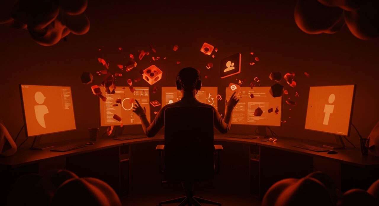 Emprendedor reconectando con el juego y bienestar mental para contrarrestar la manipulación mediática y el outrage en redes sociales en startups.