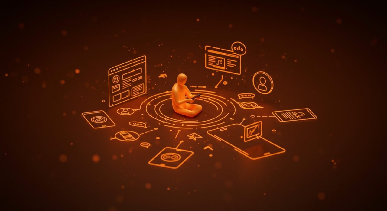 Imagen conceptual de internet humano y web indie en dispositivos móviles destacando tendencias y ecosistema startup tech.