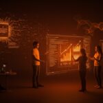 Equipo de desarrolladores en startup tecnológica utilizando control de versiones semántico optimizado para inteligencia artificial.