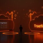 Founder de startup tech migrando de Ingress NGINX a Traefik en Kubernetes, simbolizando innovación en infraestructura cloud.