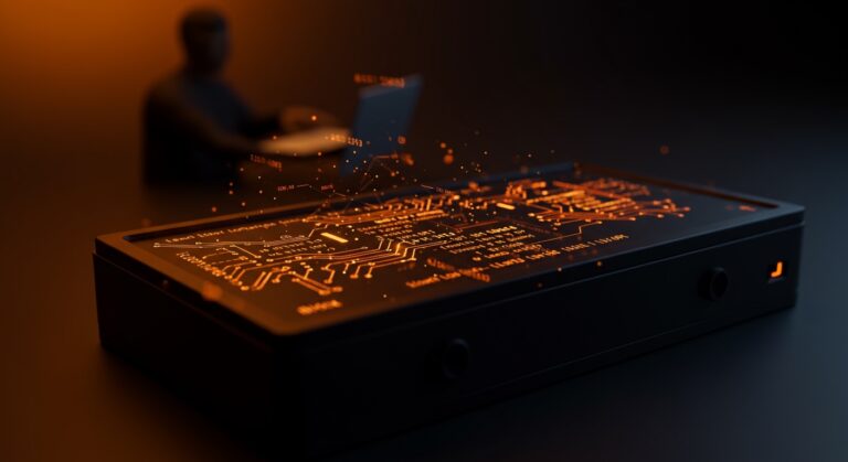 Interfaz de Linux en dispositivo de hardware, simbolizando la automatización avanzada con kernel, initrd y kexec en sistemas embebidos para startups tecnológicas.