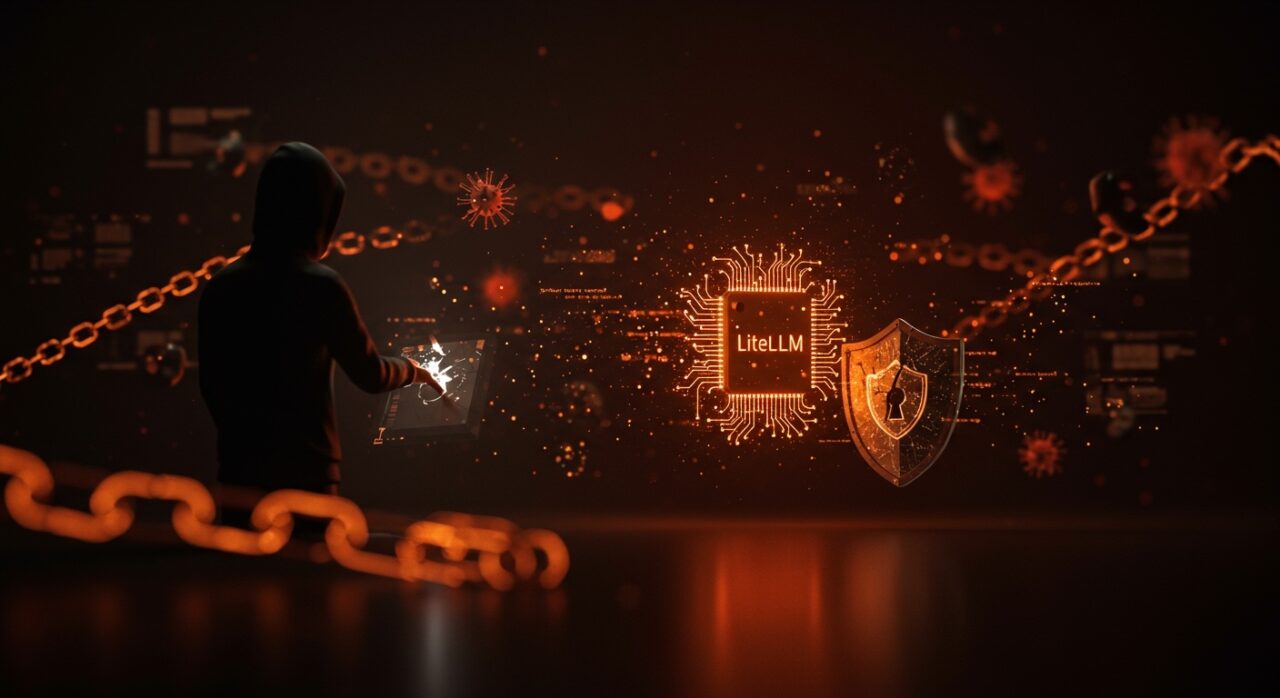 Imagen que representa el caso LiteLLM con malware y fallos en certificación de seguridad afectando proyectos de IA open source y la confianza en la cadena de suministro.