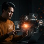 Founder de startup analizando certificaciones de seguridad en IA mostrando riesgos clave de LiteLLM y Delve.