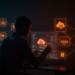 Desarrollador usando emulador AWS local para automatización cloud tras archivado de LocalStack, destacando desarrollo cloud y Docker.