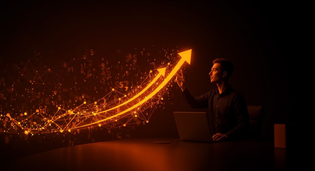 Cofundador de startup impulsando crecimiento con adquisiciones en inteligencia artificial, simbolizando inversión y tecnología.