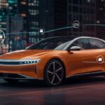 Lucid Gravity SUV eléctrico con Apple CarPlay y Android Auto integrados mostrando la última actualización OTA en conectividad EV para 2026.