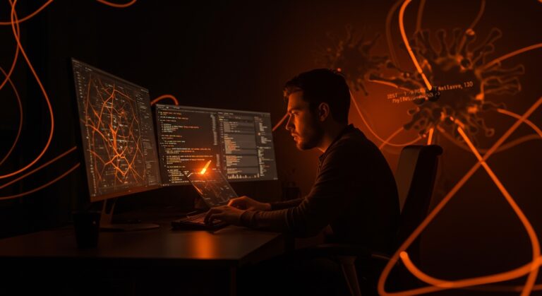 Founder tech enfrentando ataque de malware en PyPI con énfasis en seguridad informática y gestión de riesgos en IA aplicada.