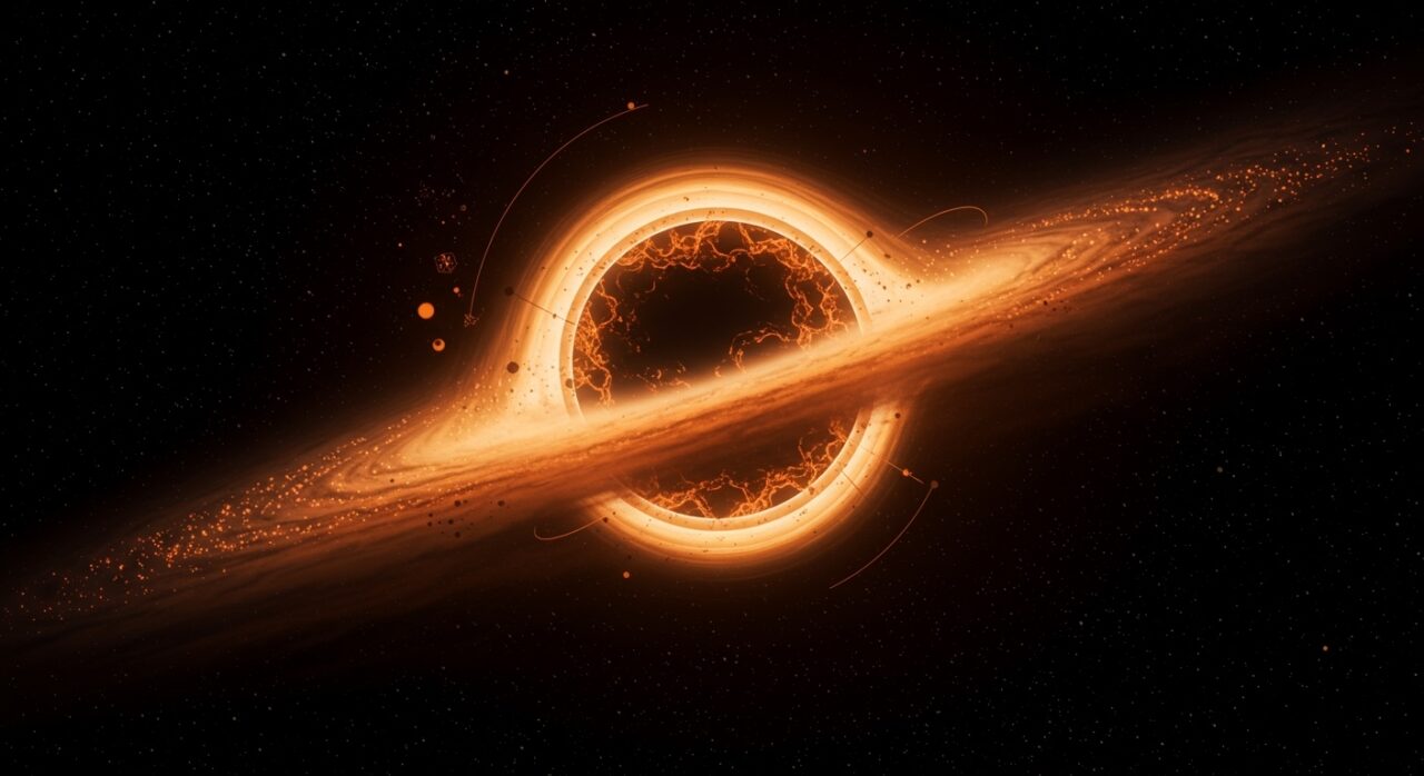 Visualización abstracta de materia oscura fermiónica en el centro de la Vía Láctea destacando nuevas tendencias científicas en astronomía.