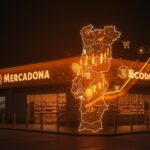 Fachada de Mercadona en Portugal destacando su expansión internacional y modelo de negocio exitoso en retail.