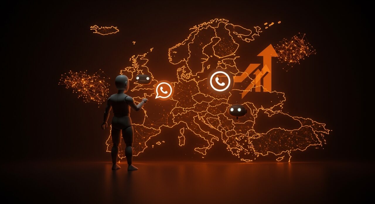 Chatbots IA rivales en WhatsApp Europa destacando la automatización conversacional y tarifas de Meta bajo regulación Digital Markets Act.