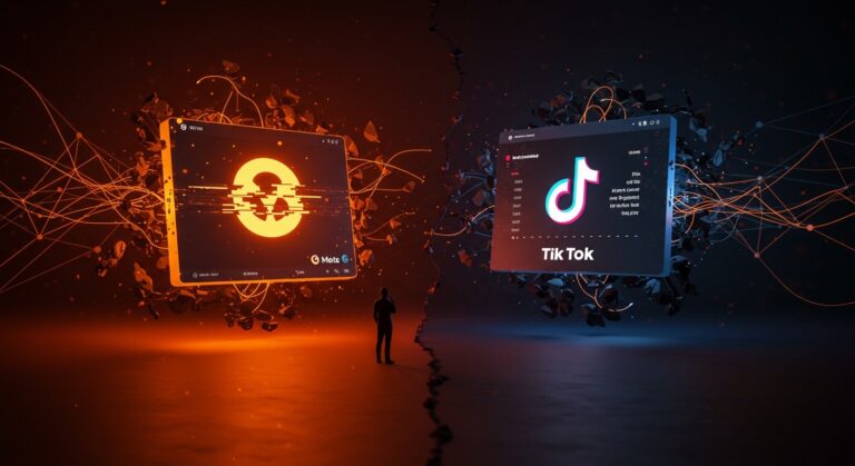 Análisis visual del dilema entre engagement y seguridad digital en Meta y TikTok para founders de startups.